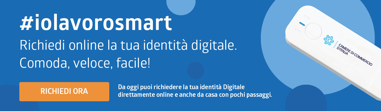 testo su immagine: #iolavorosmart richiedi on line la tua identità digitale. Comoda, veloce, facile!